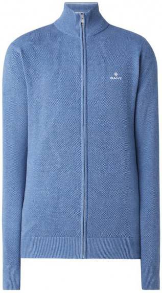 Gant Cotton Pique Zip Cardigan , Blauw, Heren online kopen