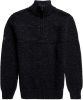 Superdry gemêleerde grofgebreide trui JACOB HENLEY 5zz charcoal black twist online kopen