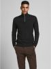 Jack & jones Black Jack Jones JJeemil Breid Half Zip Noos Knit , Zwart, Heren online kopen