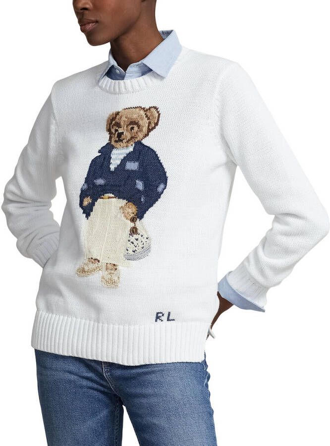 Polo Ralph Lauren Trui met ronde hals in tricot van zuiver katoen, beer motief online kopen