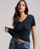 Superdry T shirts Studios Slub Embossed Vee Tee Antraciet online kopen