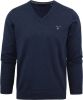 Gant Fijngebreide pullover met V hals en logoborduring online kopen