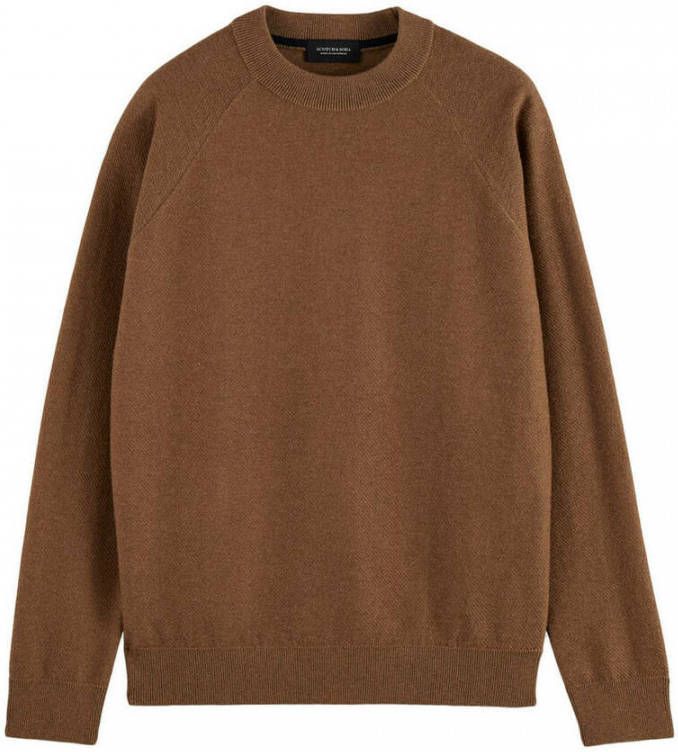 Scotch and Soda Truien Structure knitted raglan sleeve pullover contains Wool Bruin online kopen