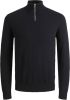 Jack & jones Black Jack Jones JJeemil Breid Half Zip Noos Knit , Zwart, Heren online kopen