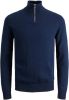 Jack & jones Black Jack Jones JJeemil Breid Half Zip Noos Knit , Zwart, Heren online kopen