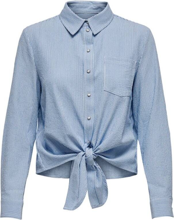 Only Olecey LS Stripe Knot DNM Shirt Cloud Dancer/MEDIUM Blue | Freewear Blauw , Blauw, Dames online kopen