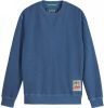Scotch & Soda Blauwe Sweater Garment dyed Interlock Felpa Sweatshirt online kopen