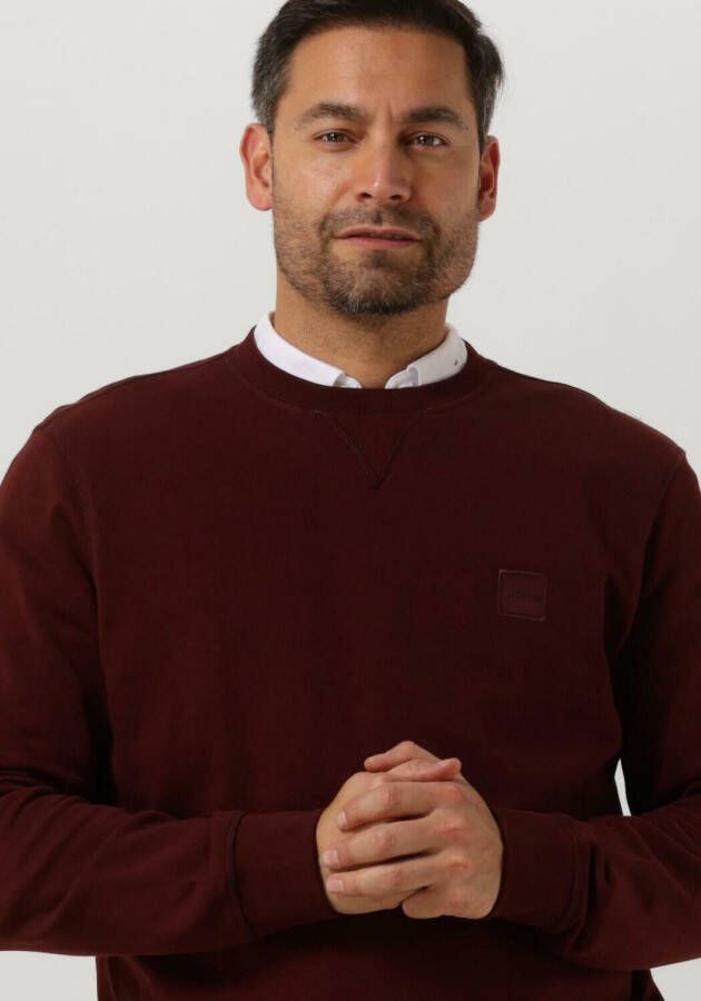 Hugo Boss sweater bordeaux effen katoen ronde hals online kopen