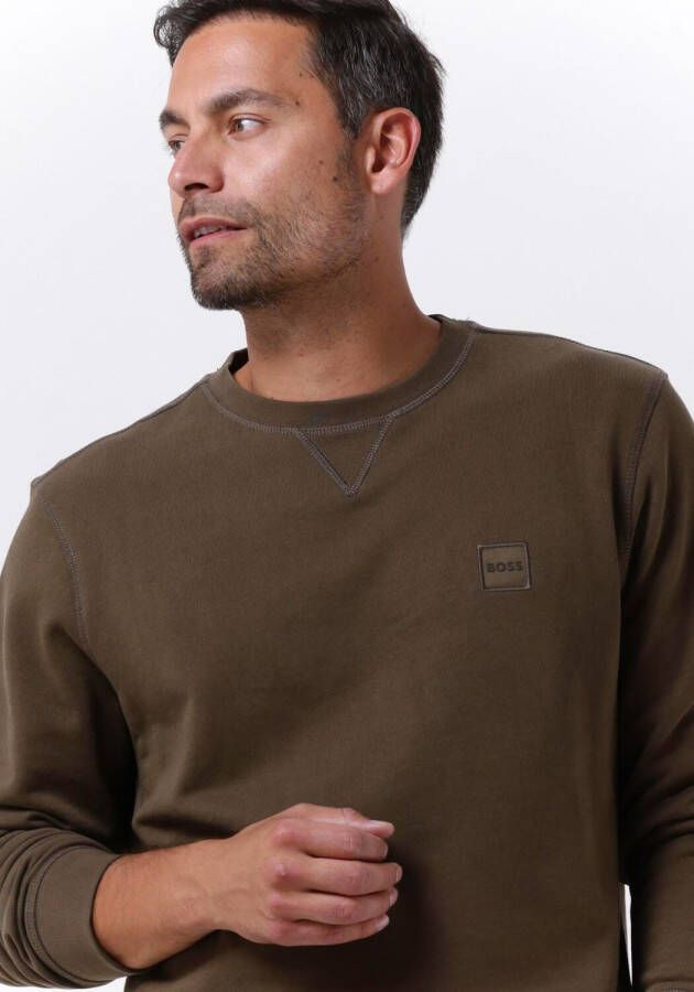 Hugo Boss sweater bordeaux effen katoen ronde hals online kopen