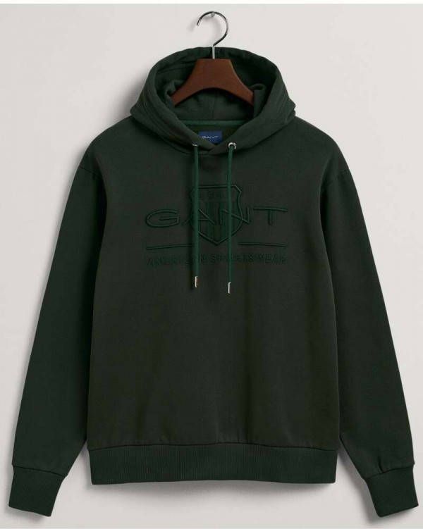 GANT Regular Fit Hooded Sweatshirt donkergroen, Effen online kopen