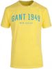 GANT Regular Fit T Shirt ronde hals geel, Bedrukt online kopen