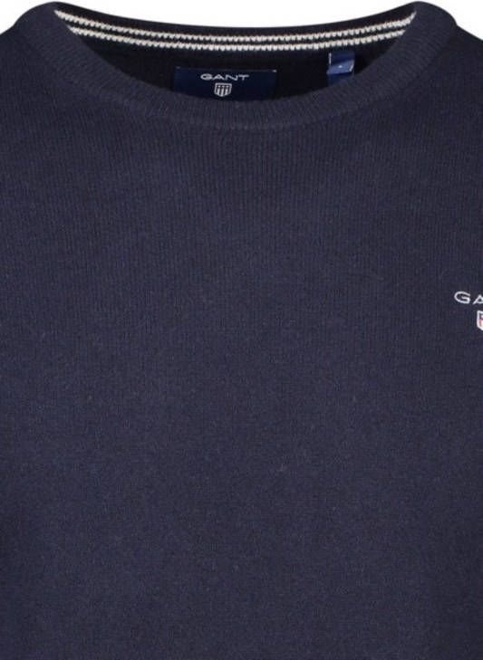 Gant lamswollen trui donkerblauw ronde hals XXX-Large online kopen