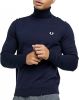Fred Perry Hoge nek trui met geborduurd logo man K9552 Navy , Blauw, Heren online kopen