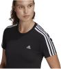 Adidas loungewear essentials slim fit 3 stripes shirt zwart dames online kopen