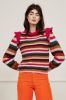 Fabienne Chapot Rainbow grofgebreide pullover met pofmouw en streepprint online kopen