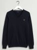 Gant Fijngebreide pullover met V hals en logoborduring online kopen