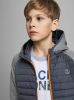 JACK & JONES JUNIOR gewatteerde tussenjas JJEMULTI grijs melange/donkerblauw/oranje online kopen