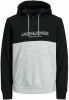 JACK & JONES ESSENTIALS hoodie JJEURBAN met logo zwart/grijs melange online kopen