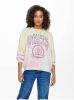 ONLY sweater ONLTELLA met printopdruk geel/roze/gebroken wit online kopen