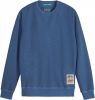 Scotch & Soda Blauwe Sweater Garment dyed Interlock Felpa Sweatshirt online kopen