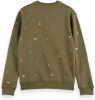 Scotch & Soda Embroidered crewneck felpa sweater army green online kopen