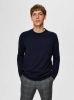 Selected Homme Donkerblauwe Trui Slhberg Crew Neck B online kopen