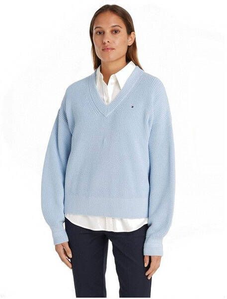 Tommy Hilfiger Fijngebreide sweater van katoen met V hals online kopen