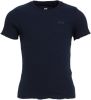 WE Fashion ribgebreid T shirt met borduursels donkerblauw online kopen